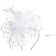 Fascinators Hats 20s 50s Pillbox Hat Cocktail Tea Party for Women (White, One Size)