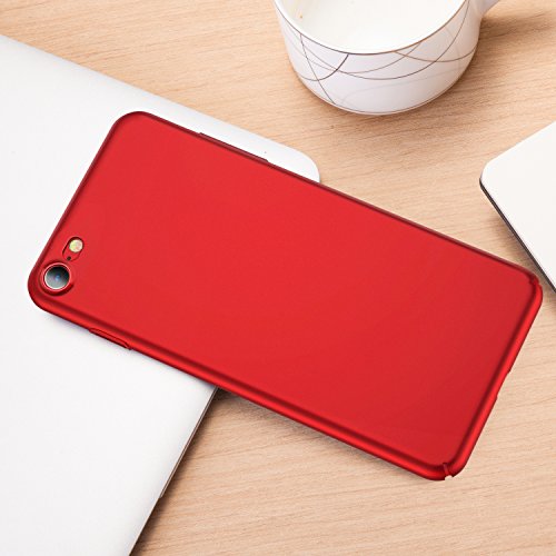 iPhone 8 Case with Screen Protector,iPhone 7 Case, HUMIXX Thin Sleek Fully Protective (Naked Phone Texture) Matt Finish Hard Case Cover for iPhone 7 iPhone 8[Skin Series] (Red) - Thumbnail 6