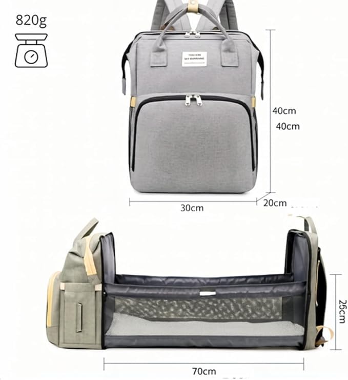 Mochila Maternidade Bebê Bolsa que Vira Berço, Troca Bebê, Porta Lenço, Fralda, Mamadeira Com Bolsos Térmicos, Prova D'água, Impermeavel, Alças Acolchoadas, Premium, Marca ATM