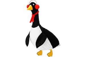 Outus Christmas Penguin Goose Outfits Funny Penguin Porch Goose Outfit 23 Inch Holiday Lawn Plastic Cement Geese Clothes for Christmas Winter Yard Garden Outdoor Decor