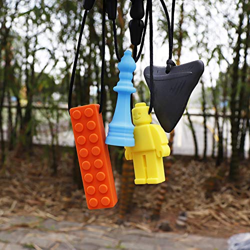 tuxepoc Autism chew Necklace,(4 Pack) Chewy for Kids Sensory chew Necklace for Boys and Girls,Silicone Chewy Sticks for ADHD,Autism,Biting Needs