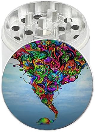 Cosmic Turtle - 2.0" 4 Layer Aluminum Herb Spice Grinder (with Pollen Screen) - Top Covered with Clear Doming