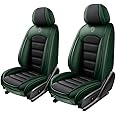 2 Seat Covers for Toyota FJ Cruiser 2007-2014,Premium Nappa Leather Car Seat Covers Car Seat Cushions,Waterproof Soft Seat Covers for Cars,Interior Accessories Airbag Compatible（Standard-Black&Green）