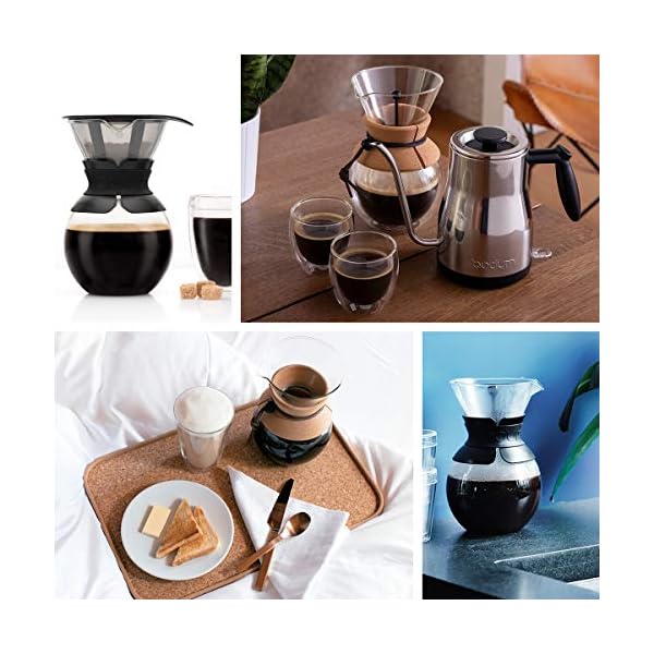 BODUM Pour Over Coffee Maker with Permanent Filter, 51 Ounce, Black