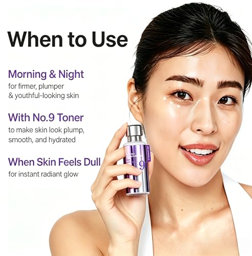 No.9 Essence | NAD+ BIO Lifting-sil Essence | Lifting, Firming, Wrinkles, Fine Lines, Elasticity | Peptides, NAD+ | Serum for Aging, Dull Skin | （1.69 fl. oz）.