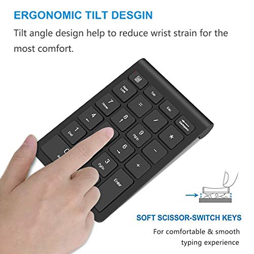 [Upgraded] Wireless Number Pad, Numeric Keypad Acedada 22 Keys
