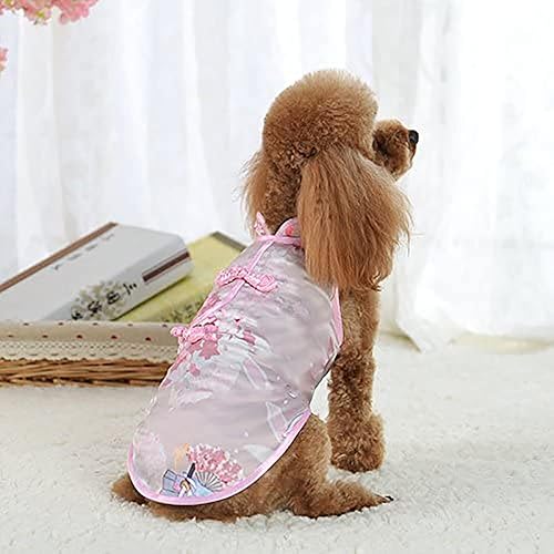 Alroman Dog Pink Cheongsam Shirts with Bunny Rabbit Pattern Puppy