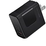 USB C Charger 65W Fast Charger (Dual Port USB C PD3.0 & USB A) with GaN Fast Technology Charger for MacBook Pro/Air, Dell XPS