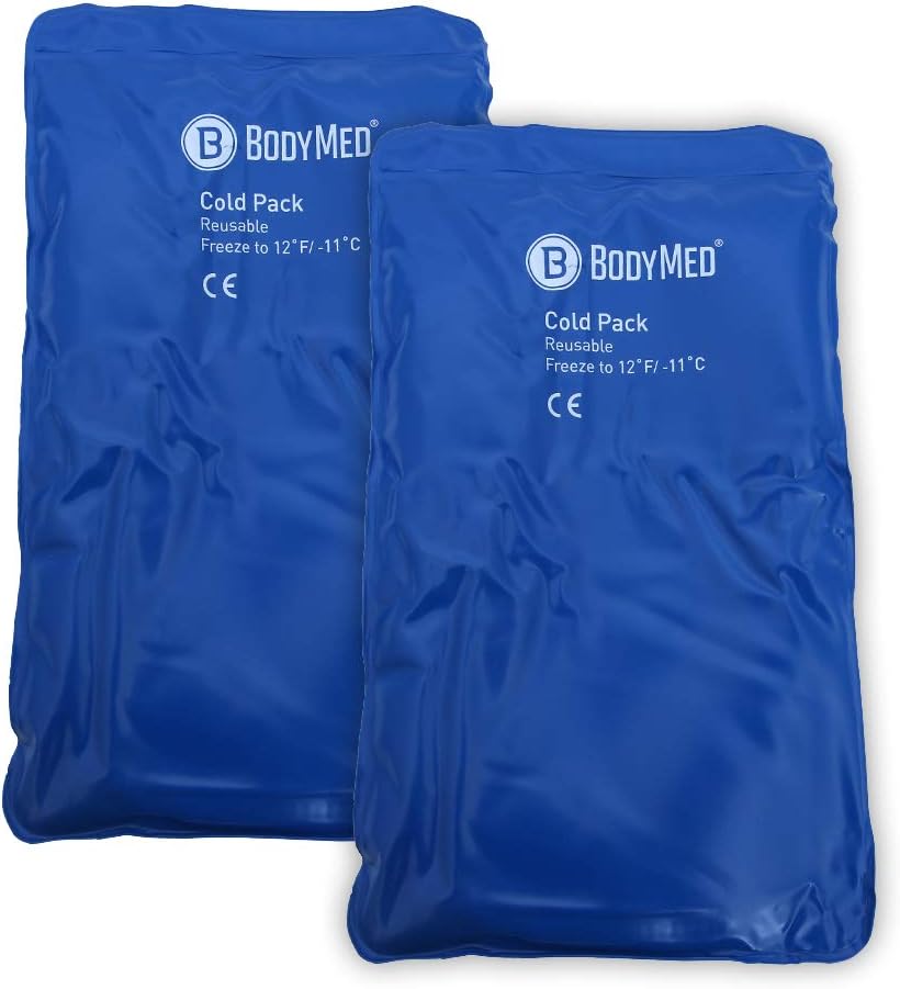 BodyMed Blue Vinyl Cold Packs – Reusable Flexible Ice Pack for Injuries – Cold Gel Pack – Half Size, 12 in. x 7 in., 2 Pack