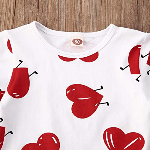 6M-5Y Valentine's Day Outfit Baby Girl Love Heart T-Shirt Top+Zipper Leather Skirt Mini Dress Clothes Set (Red, 6-12 Months)