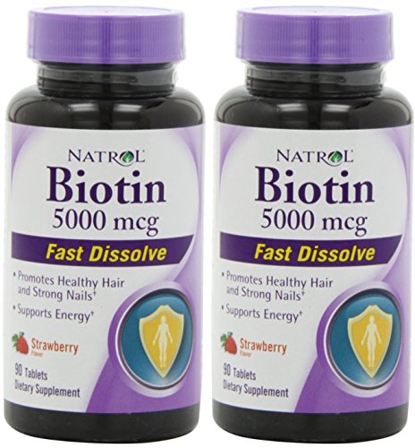 Natrol Biotin 5,000mcg Fast Dissolve, 90 Tablets (Pack of 2)