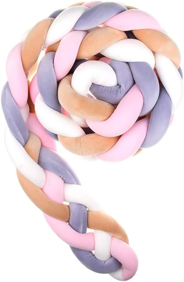 Wanguo Cot Bumper Braid Pillow Baby Head Guard Bumper Knot Braid Pillow Cushion For Baby Bed (Color : L-pink+white+beige+g-purp, Size : 220CM)
