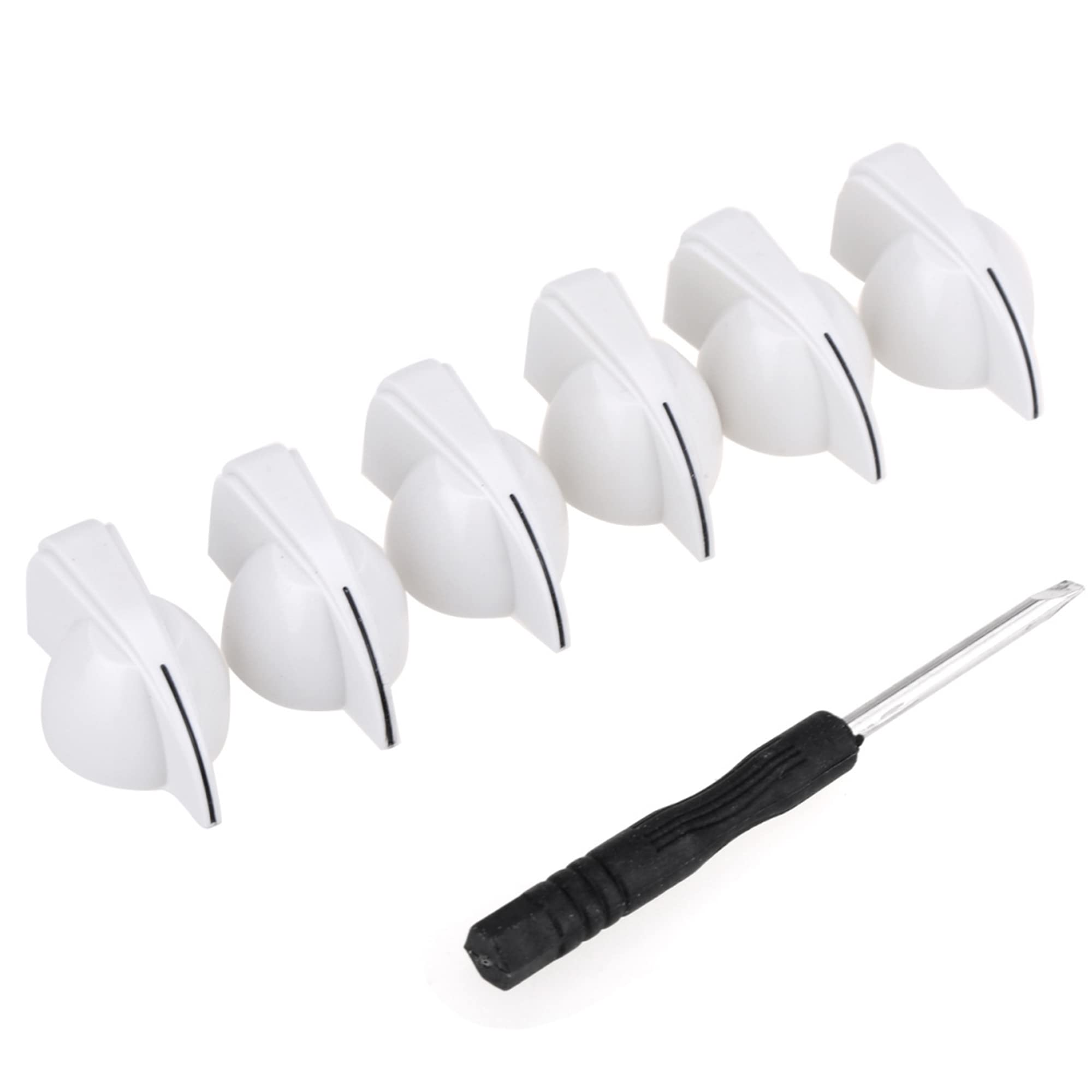 Musiclily Pro Imperial Inch Size Guitar Amplifier Effect Pedal Chicken Head Pointer Knobs with Set Screw,Aged White (Set of 6)
