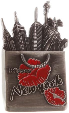 Kisses New York Red Lips Souvenir Metal Fridge Magnet NYC Statue of Liberty NY Empire State Building Chrysler Building Metal Magnet