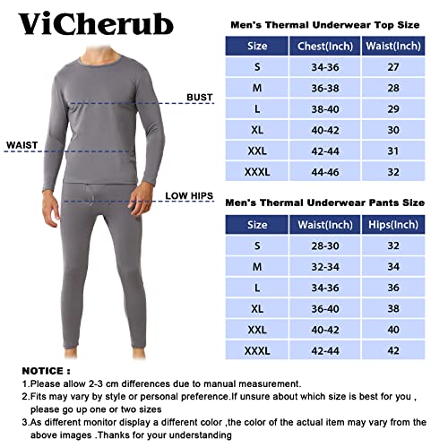 ViCherub Thermal Underwear for Men Ultra Soft Long Johns Fleece Lined