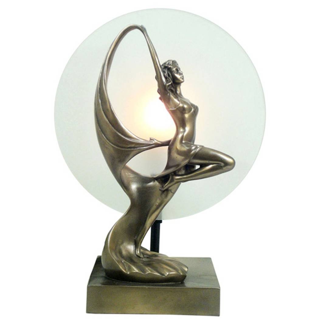 36cm Art Deco/Nouveau Table Lamp Dancing Lady Figurine Bronze Finished