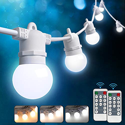 3Color in 1 Outdoor LED Dimmable String Lights for Patio with Remotes
