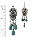 Turquoise Stone Dangling Sugar Skull Fish Hook Earrings (Large/Antique Silver)