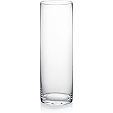 WGVI Quality Thick Weighted Clear Cylinder Glass Vases, 4" W x 12" H, Flower Arrangement Floating Candle Holders Wedding Centerpieces Terrarium Planter Floral Countertop Storage Container, 1 Piece