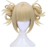 ANOGOL Hair Cap+613 Blonde Wigs Anime Cosplay Wigs Short Wavy Synthetic Hair With Bangs Fringe Hairstyles For Lolita Party Blonde Costume Wig For Halloween Party Cosplay Wigs