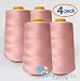 AK Trading 4-Pack Pink All Purpose Sewing Thread Cones (6000 Yards Each) of High Tensile Polyester Thread Spools for Sewing, Serger Machines, Quilting, Overlock, Merrow and Hand Embroidery