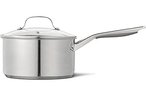 Starfrit The Rock Performance 3.25L (3.4QT) Stainless Steel Saucepan with Lid - Lev.Tec Technology - Induction Ready - Oven &