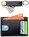 Leather Key Organizer and Slim Wallet - Compact Black Key Holder and Slim Wallet RFID Blocking Card Holder