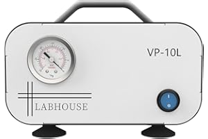 LABHOUSE Lab Diaphragm Vacuum Pump VP-10L Portable Mini Oilless Pump Oil Free 10L/min & Rubber Tube for Laboratory Vacuum Filtration,Negative Pressure,110V-220V