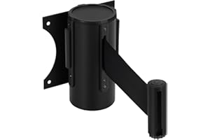 Flexzion Crowd Control Retractable Belt Barrier - 10Ft 3m Wall Mounted Safety Barrier Belt, Queue Line Dividers with Nylon Ro