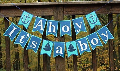 Elfun(TM) Anchor Sailor Themed Ahoy It Is A Boy Banner Baby Shower Party Deco... by Elfun