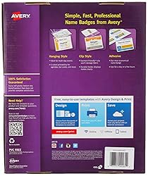 Avery Clip Name Badges, Print or Write, 200 Inserts