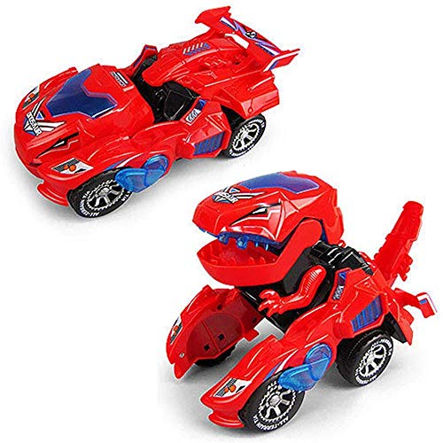 Transforming Dinosaur Car,Womdee Deformation LED Car,Kids Dinosaur Toys Play Vehicles with Light Flashing Music,Creative Xmas Toys Gift for Kids 3-12 Years Old,Automatic Transformation,Avoid Obstacles