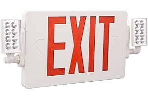 EXITLUX 1 Pack- UL Listed Exit Sign with Emergency Lights, Two LED Adjustable Head Emergency Exit Light Combo with Battery-120-277VAC-Exit Sign for Business.