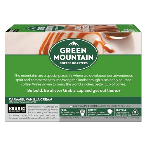 GREEN MOUNTAIN COFFEE ROASTERS CARAMEL VANILLA CREAM, KEURIG SINGLE SERVE K-CUP PODS, LIGHT ROAST COFFEE, 12 COUNT
