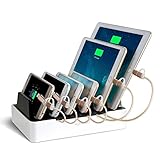 NEXGADGET 6-Port USB Charging Station [40W/2.4A Max Charging Dock] 2-In-1 Desktop Charging Stand Organizer And Portable Travel USB Charger For Smartphone Tablet And More