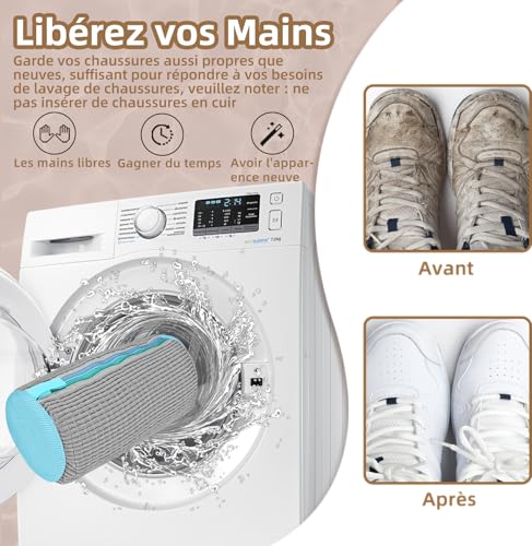 2 in 1 Improved Version Shoe Washing Bag for Shoes Washing Machine, 360° Cleaning, Reusable, Double Zipper Pocket