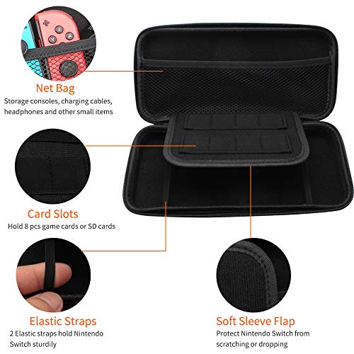 13 in 1 Case & Accessories Kit for Nintendo Switch Comes with BOENFU Switch Game Case, Screen Protector, Jon-Con Grips Caps, Controller Case, Sheets, Joy-Con Cases, Play Stand, Portable Strap
