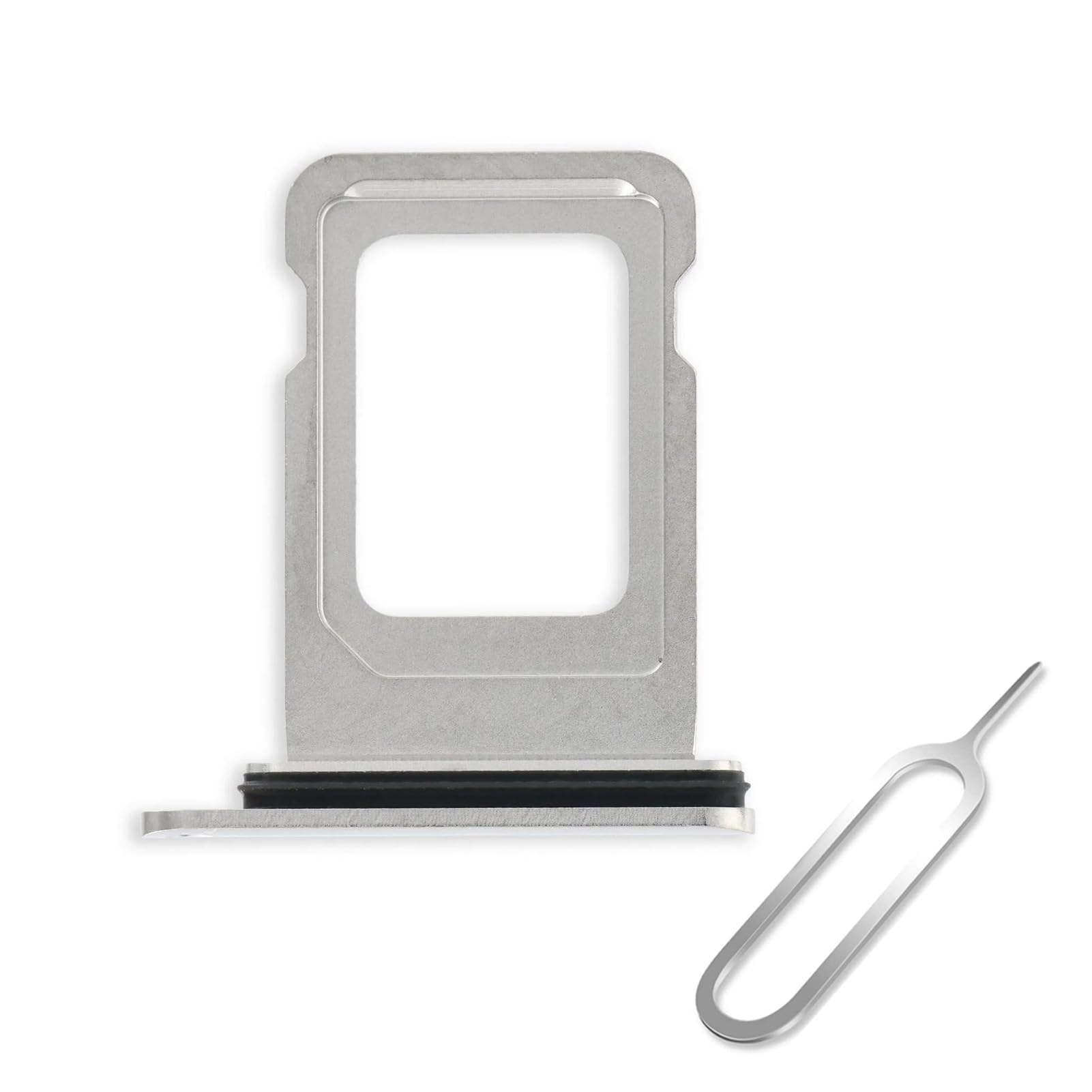 Cemobile Single SIM Card Tray Slot Holder Replacement for iPhone 11 Pro/iPhone 11 Pro Max with Waterproof Rubber Seal Ring+ SIM Card Tray Open Eject Pin (Silver) โ image 1