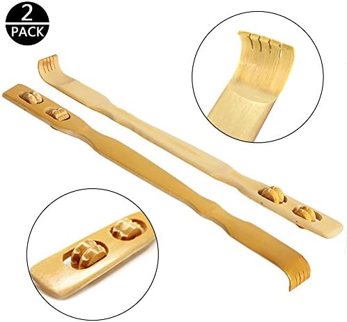 Back Scratcher,Vainl Traditional Finger-like All-nature Bamboo Body Massager With Double Ball Massage Rollers for Scratching Itches,Pounding Shoulders and Back,Itching Relief and Body Massage,2-Pack