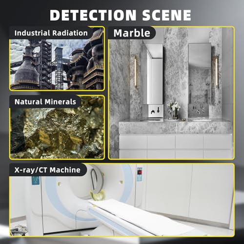 Geiger Counter Nuclear Radiation Detector, Portable Rechargeable Nuclear Radiation Dosimeter with LCD Display, Handheld Beta Gamma X-ray Monitor 5 Dosage Units Switched for Marble Food Metal Detector