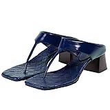 SHODENSE Women Navy Blue Chunky Block Heel