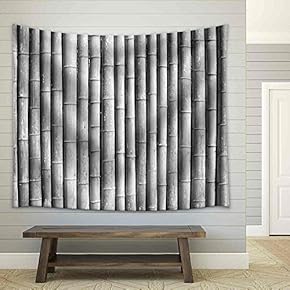Bamboo Wall Black and White - Fabric Wall Tapestry Home Decor - 51x60 inches