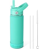 Fimibuke Kids Insulated Water Bottle, 18oz BPA FREE 18/8 Stainless Steel Kids Cup with Straw Travel Tumbler Double Wall Vacuum Leak Proof Toddler Water Bottle for School Boys Girls(1 Pack, Turquoise)
