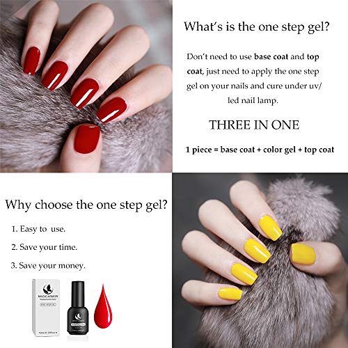 MAGIC ARMOR One Step Gel Nail Polish Set No Need Base and Top Coat Blue Nail Polish Pink Gels Purple Yellow Orange Gel Polish Summer Colors