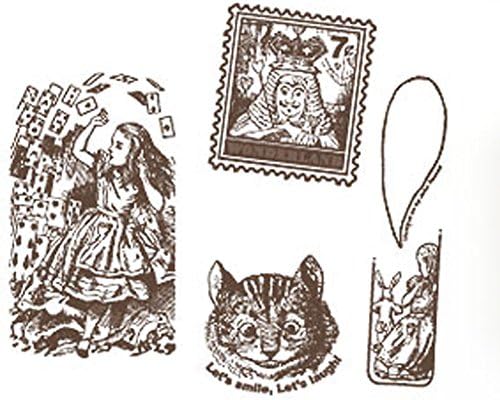 Alice in Wonderland Woodows Wooden Stamp Set (4-Piece) with Tin Box (Pattern 3)