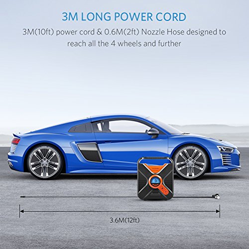 Alloyseed Portable Tire Inflator, Digital Air Compressor Pump Auto to Gauge and Shut Off, 12V DC 150 PSI Tire Pump with Emergency LED Lights for Car, Truck, Vehicle, Bicycle RV and Inflatables