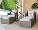 SOLAURA 5 Piece Patio Conversation Set Outdoor Furniture Set, Grey Wicker Lounge Chair with Ottoman Footrest, W/Coffee Table & Cushions (Beige) for Garden, Patio, Balcony, Deck