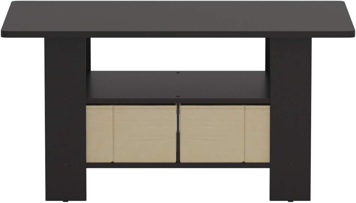 Furinno Coffee Table with Bins, Espresso/Brown: Kitchen & Dining