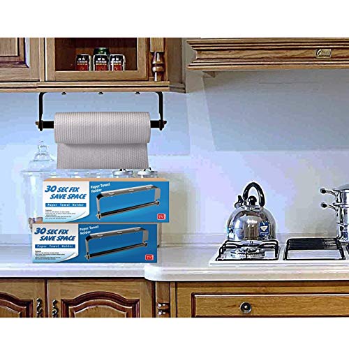 ORLESS Adhesive Paper Towel Holder Under Cabinet & Wall Mount, No Drilling Suitable for Kitchen Bathroom - Black - Thumbnail 2