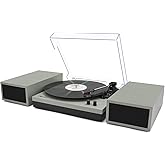 LP&No.1 Record Player with Stereo Bookshelf Speakers, Vintage 3-Speed Belt Drive Turntable, Wireless Input, RCA Output, Auto Stop Function | Green